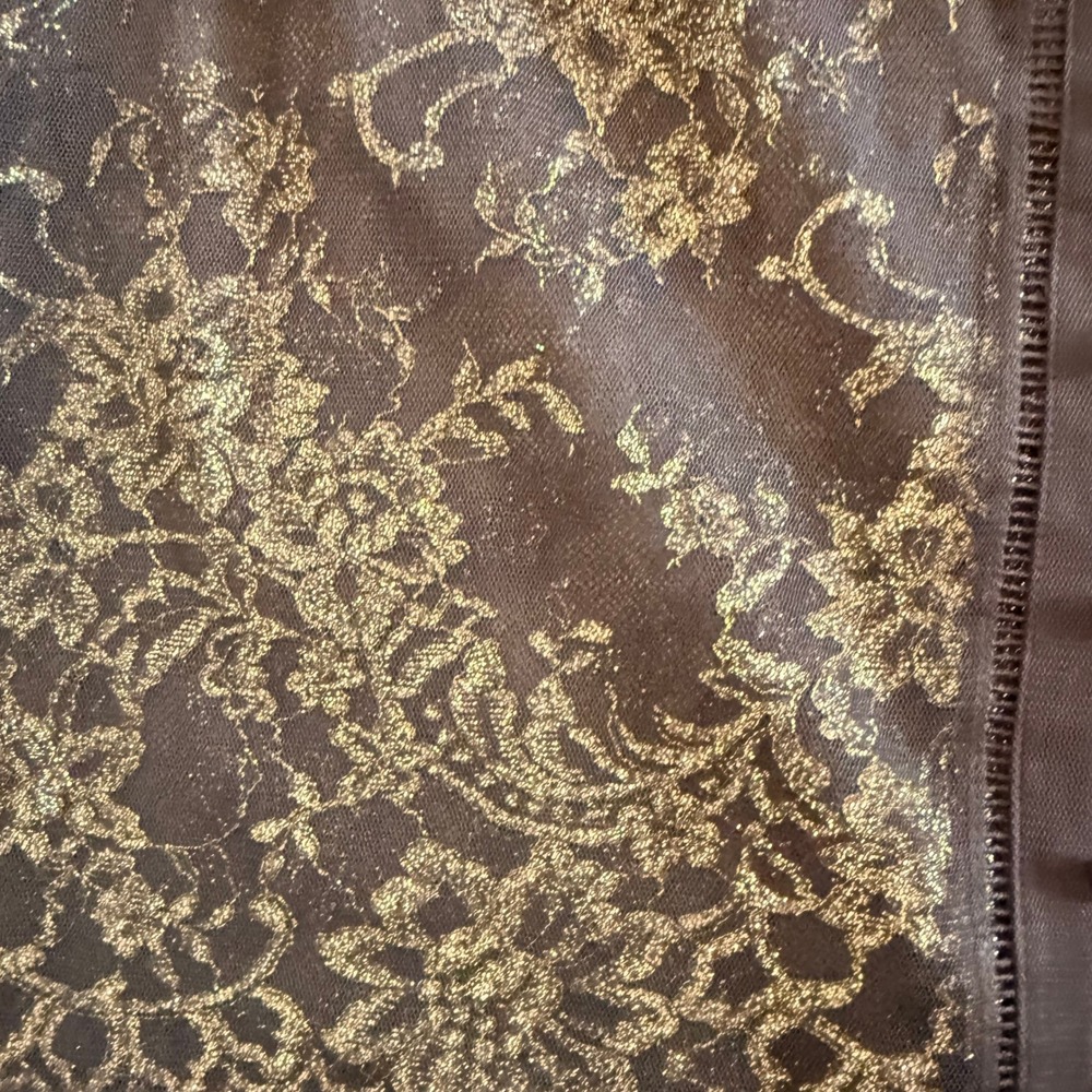 NWT White House Black Market Black Gold Metallic Lace Smocked Neck Blouse 12 Y2K - Picture 11 of 14